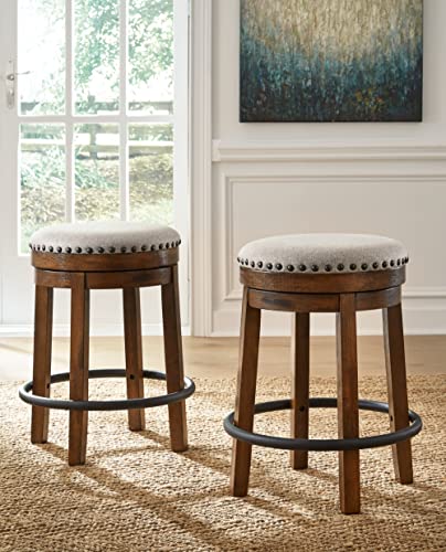 Signature Design by Ashley Valebeck 24 Counter Height Upholstered Swivel Stool Brown Black