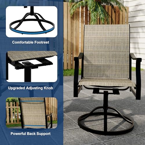 Patio Swivel Dining Chairs Textilene High Back Set of 2, All Weather Patio Chair With Textilene, Outdoor Swivel Rocker Chair for Lawn Poolside