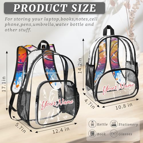 Personalized Small Clear Backpack Stadium Approved Basketball Transparent Backpacks, Basketball Sports4