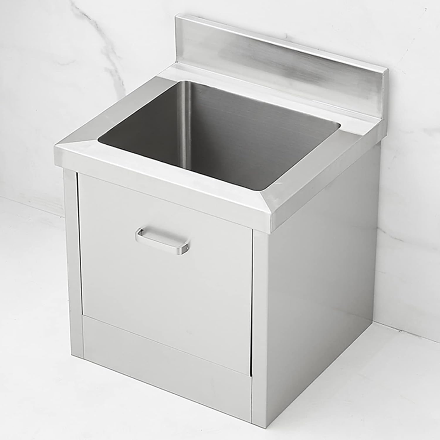 Amazon.co.jp 自立型洗浄ステーションフロアモップシンク商業モップサービス洗面器、シンクストレーナー付き高耐久ステンレススチール