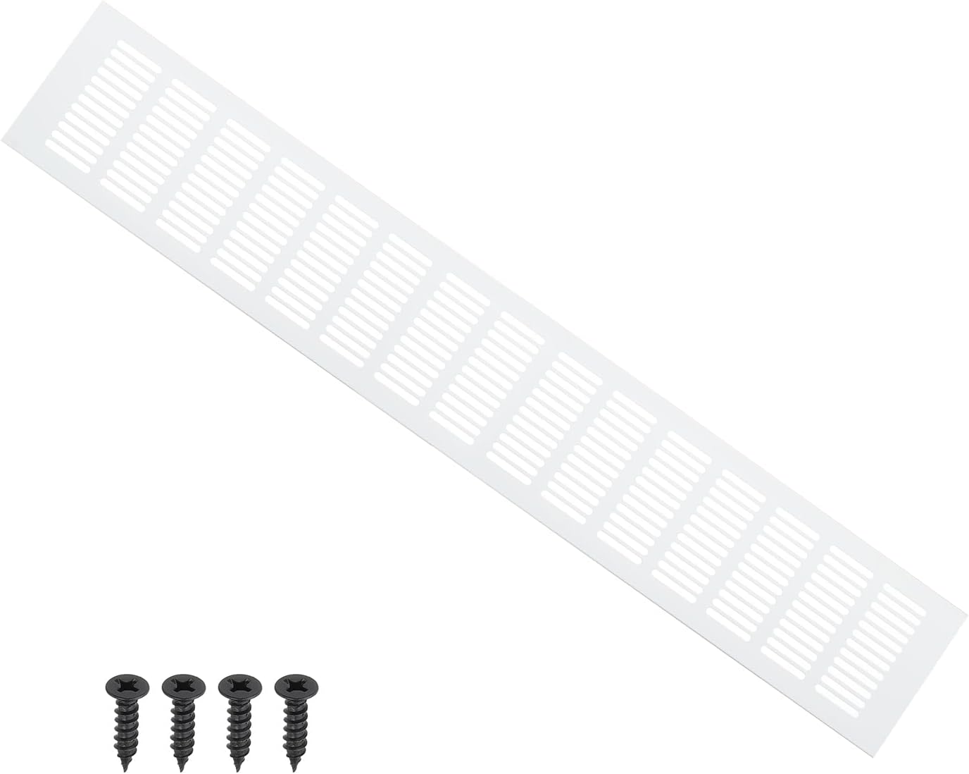 PATIKIL 24 x 4 Inch Door Air Vent Cover, 1 Pcs Heavy Duty Aluminum Grille Ventilation Cover Louvered with Mounting Screws for Cabinet Wardrobe Door, Silver