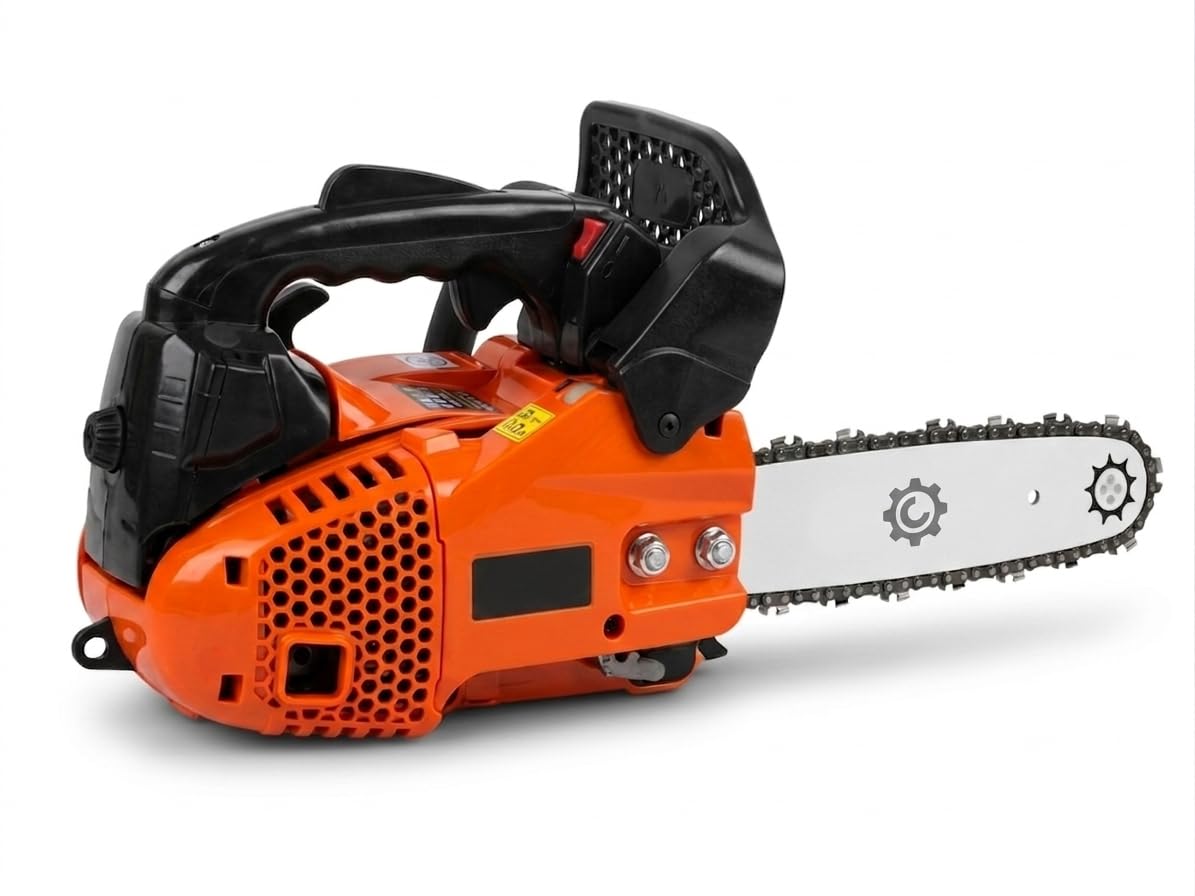 Motosega da Potatura a Scoppio 25.4cc - Lama 25cm (10 Pollici) Professionale, Motore 2 Tempi Leggero (3.6kg), Sistema Avviamento Facilitato e Catena Alta Qualità, Kit Montaggio Incluso