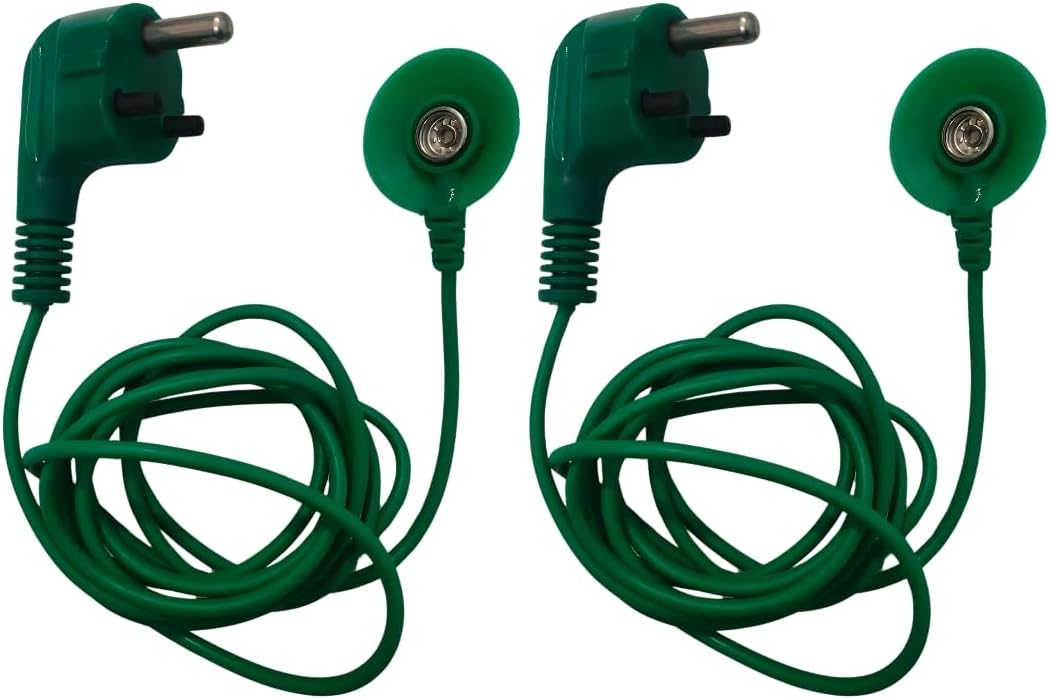 ESD Grounding Cord with 3-Pin Plug, 1 M ohm, 2 (Pack of 2) with snap Botton