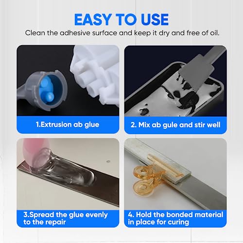 Image of Vicpricme 5 Min Clear Epoxy Glue, 2‑Part AB Adhesive, 4600 PSI inchCold‑Weld inch Bond for Plastic, Metal, Wood & Ceramic, Dual‑Syringe 50 mL (1.76 oz) + Mixing Nozzl(1)