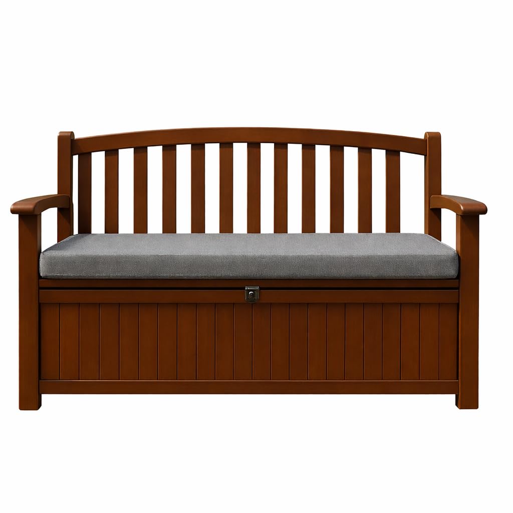 KOZZE FAB Outdoor Storage Bench Replacement Cushion 128 x 50 x 5 cm | Water-Resistant Garden Bench Seat Cushion | High-Density Foam | Removable Zip Cover | Indoor & Outdoor Use – Grey