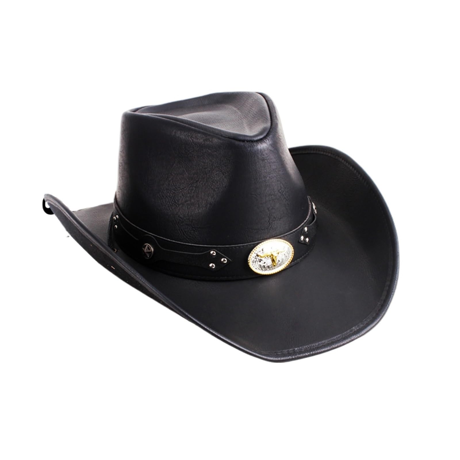 Cappello Cowboy Cappello da Cowboy in Pelle Uomo e Donna, a Tesa Larga, Padrino, Gentiluomo, Chiesa, Sombrero, Berretto Jazz(Color-09)