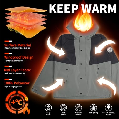 Image of hooded assault jacket men's autumn American casual patchwork color outdoor men's jacket