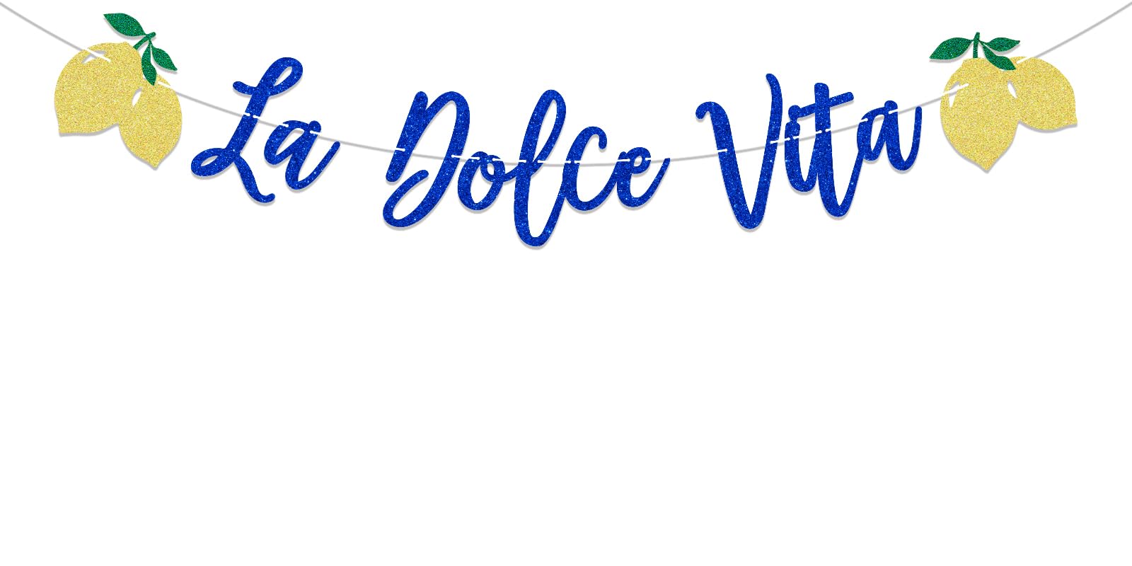La Dolce Vita Bridal Shower Wedding Banner, Lemon Citrus Bachelorette Decor, Italian Summer Dinner Celebration Decorations, Girls Bachelorette Weekend Party Decorations Gold Blue Glitter