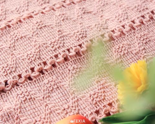 Fexia PMT-1001 Pink Table Runner 72 Inches Long Boho Macrame Table Runner thumb #2