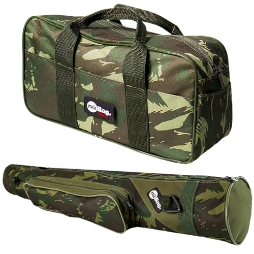 Kit Bolsa de Pesca e Protetor de Varas 1,50m Transporte Carretilhas Iscas Anzois Tralhas Acessórios Pescaria Nü Bag (Verde)