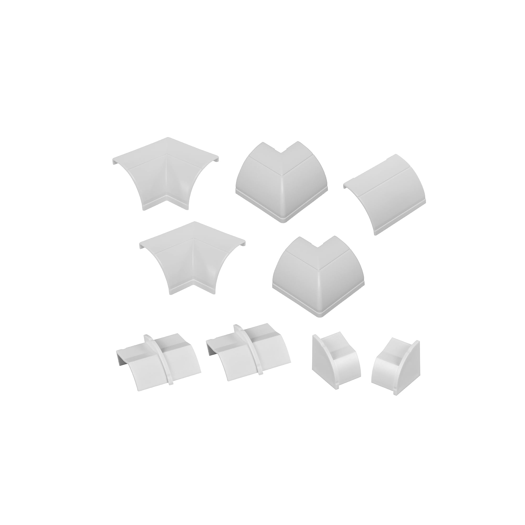 D-Line White Quarter Round Cable Trunking Clip-Over Accessory Multipack | Join Multiple Lengths Of 22X22mm Quarter Round Cable Cover | 10 Piece Electrical Trunking Accessory Multipack