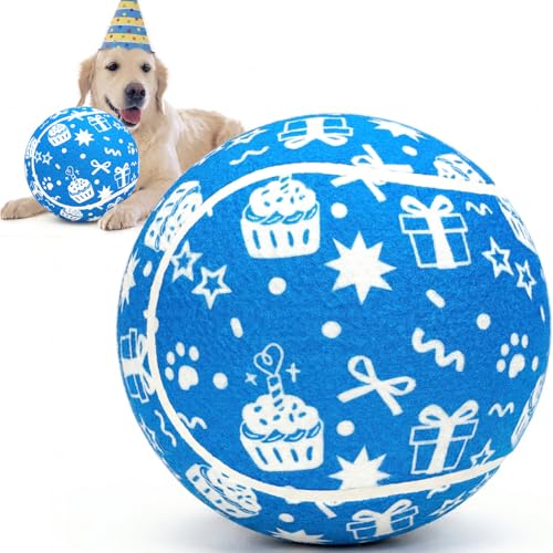 QDAN Giant Large Tennis Ball for Dogs: 9.5" Dog Birthday Gifts Pet Toys, Giant Ball for Dogs for Outdoor Play, Big Tennis Balls for Medium Large Dog,