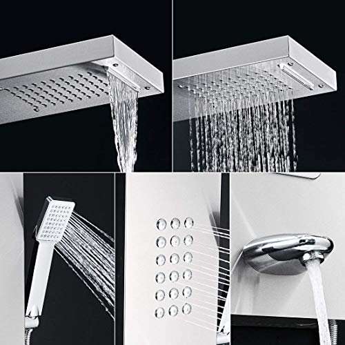 49" Rainfall Waterfall Shower Panel with Rainfall Shower Head,Stainless Steel Wall Mount Massage Multi-Function Bathroom Shower Panel Tower System - Thumbnail 3