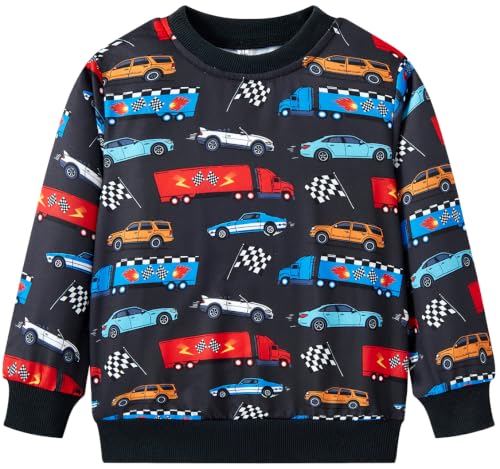 Image of Akyzic Toddler Boys Sweatshirts Cotton Crewneck Truck Shirt Dinosaur Long Sleeve Pullover Tops Tees 2-8T