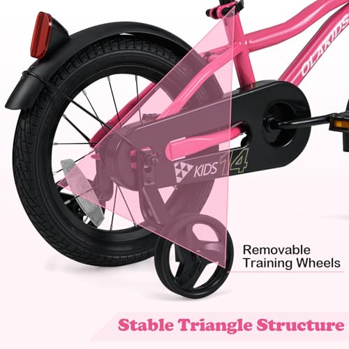 Image of Olakids Kids Bike, 12 14 16 18 Inch Toddlers Bike with Training Wheels Safety Bell Adjustable Seat and Handlebar, Handbrake and Coaster Brake, Children's Bicycle for Boys Girls