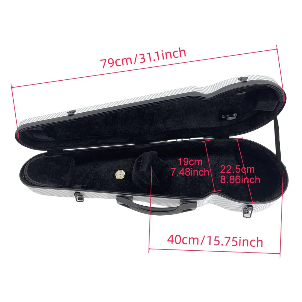 Estuche de violín compuesto de carbono 4/4, carcasa rígida de viaje, acolchado de suspensión, correas de mochila, construcción ultraligera, protección, impermeable, duradero (blanco)