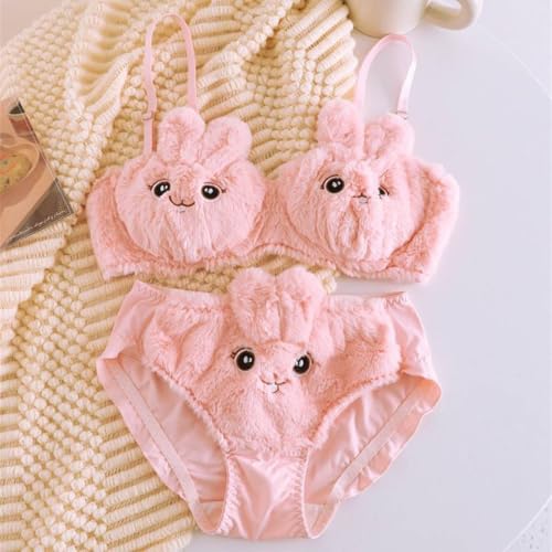 Image of Imported Japanese-Style Furry Bunny Ear Bra & Panty Set for Women Milk Silk Cute Rabbit Cosplay Lingerie Premium Ultra-Soft Plush Sexy Innerwear for Honeymoon, Date Night & Valentine Gift