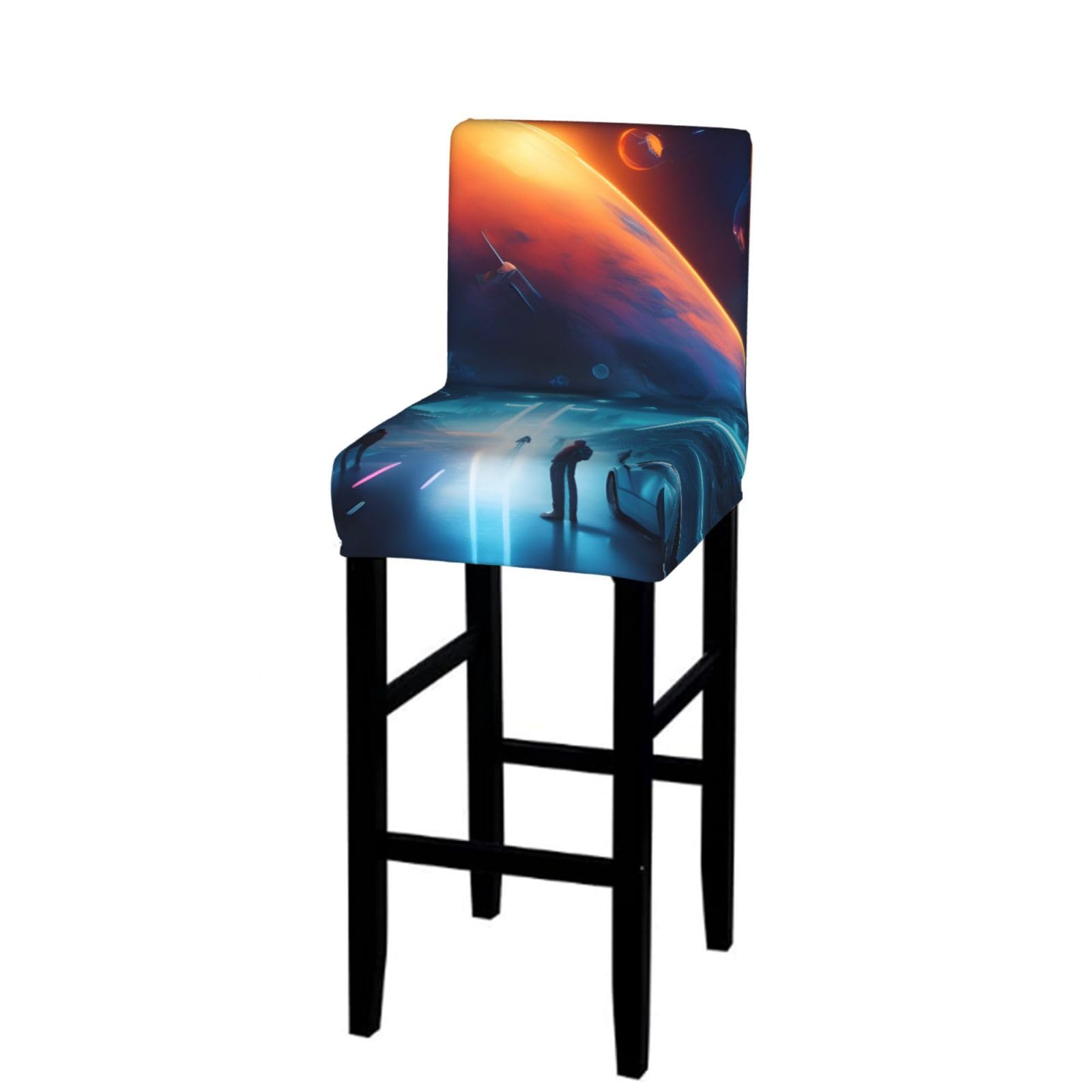 SXZVVBN Science Fiction Future Stretch Bar Stool Covers Dining Seat