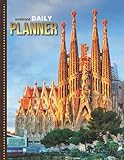 Undated Daily Planner: 8.5x11 One Page Per Day Diary / 365 Logs / 6AM to 7PM Hourly Schedule / Sagrado Familia Church - Barcelona Spain Art Photo / To ... / Time Management Gift For Organized People