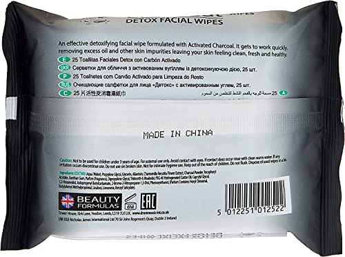 Happy Bees Bundle Beauty Formulas Charcoal Facial Wipes 25 Wipes x 4 Pack Plus Derma V10 6 Deep Cleansing Charcoal Nose Pore Strips For All Skin Types - Image 4