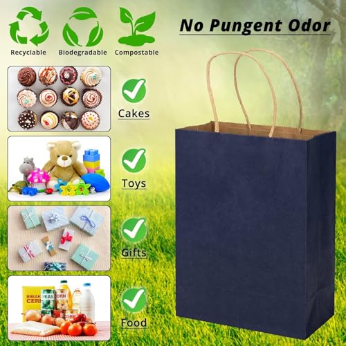 Image of RanGit Bhumi Gift Bag (Blue)- 50pcs 8x10x4 in Small Paper Bags for Corporate event, Party Favor Goodie Bag, Craft Paper Return Gifting Covers I Disposable Recyclable (Small- Blue, Pack of 50)
