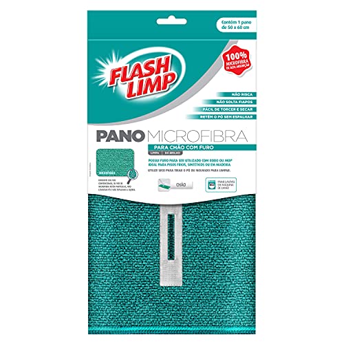 Pano Microfibra Para Chao com Furo Flash Limp Verde Esmeralda