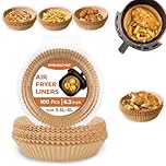 Roe Tenpo Air Fryer Liners, 100Pcs Disposable Baking Parchment Paper, Non-Stick & Greaseproof, Air Fryer Accessories for Ninja AF100UK, COSORI, Tower Air Fryer