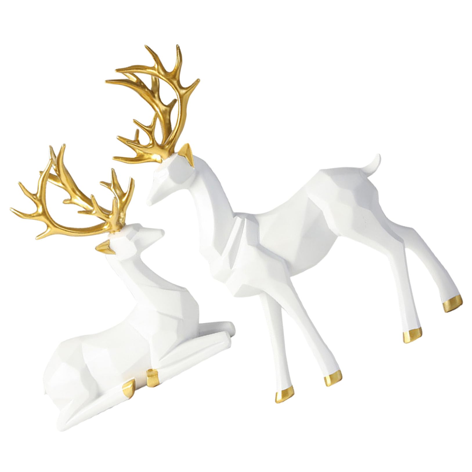 Décoration de chambre de luxe avec statuettes de renne blanches en résine haut de gamme