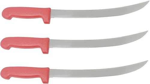 Cozzini Cutlery Imports - 3 cuchillos de carnicero rojo de 12 pulgadas - Cimiters - Hojas curvadas