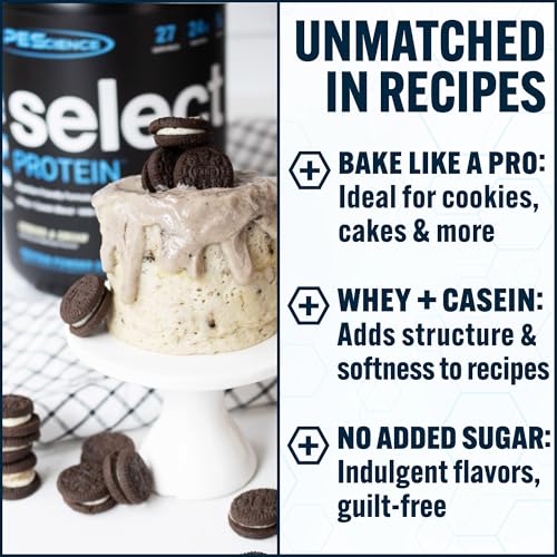 Image of PEScience Select Protein Powder, Whey and Casein Blend, Lean Protein Powder for Women and Men, Low Calorie, Low Carb, Keto Friendly, Gluten Free, Cookies and Cream - 27 Servings