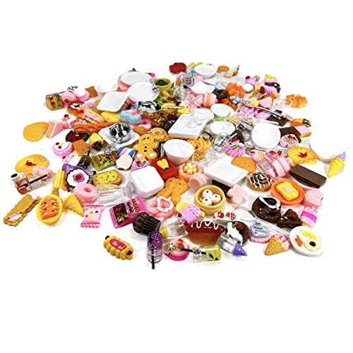 200Pcs Miniature Landscape Food Drinks Bottle Mini Toys Doll House Kitchen Play Resin Dollhouse Accessories For Adults Teenagers Cooking Game Hamburger Ice Cream Cake Bread Tableware Party #TOP7