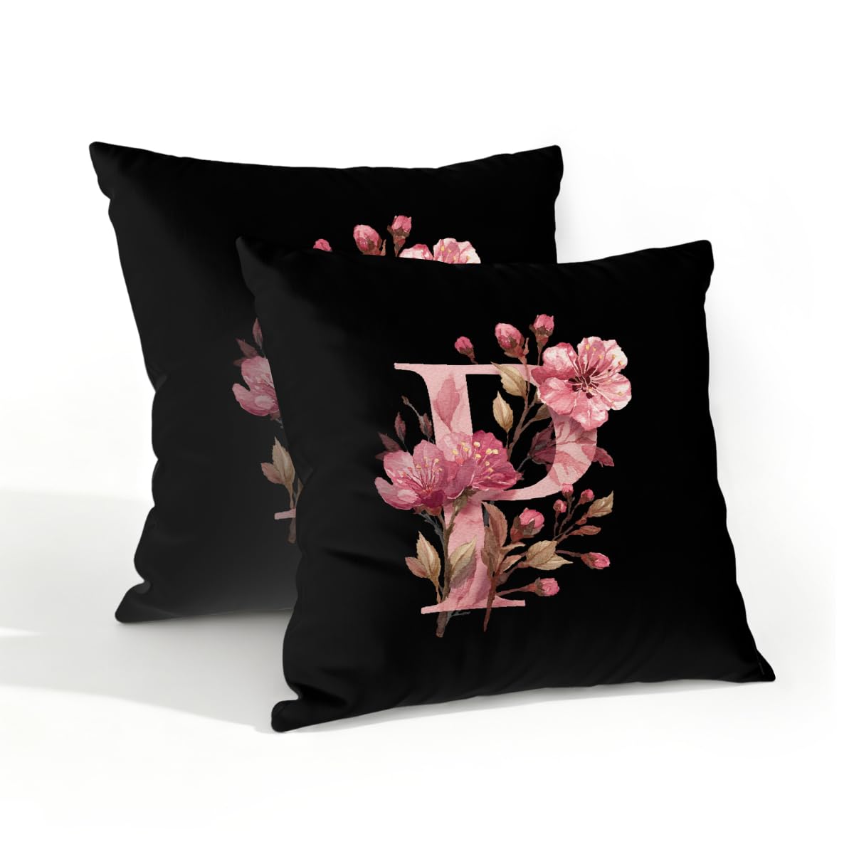 Outdoor Pillow Covers Waterproof Pillowcases 18x18in Set of 2 Alphabet P Floral Art Decorative Throw Cushion Case for Couch Sofa Garden Patio Furniture