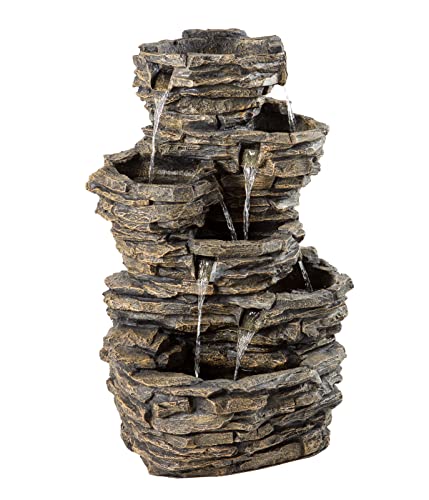 Dehner Gartenbrunnen Largo mit LED Beleuchtung, Steinoptik, ca. 98 x 61 x...