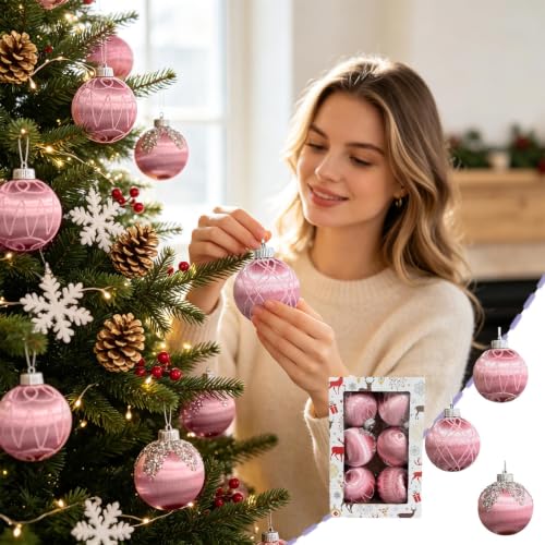 6pcs Vintage P-Ink Velvet Christmas Balls, Christmas Tree Ornaments, Gifts - image 7