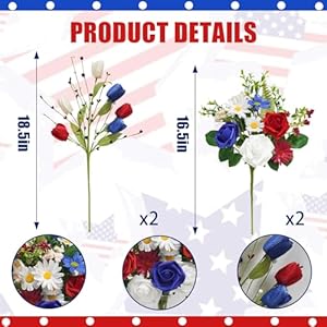 4pcspatrioticartificialflowersmixedbushredwhitebluerosetulipflowersmemorialdayflowerbouquetfor4thofjulyindependencedaygravehometabledecoration Urban Country Home Decor 4pcs patriotic artificial flowers mixed bush red white blue rose tulip flowers memorial day flower bouquet for 4th of july independence day grave home table decoration urban country home decor