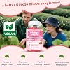 Ginkgo Biloba Gummies for Adults & Kids, Ginkgo Biloba Supplements for Focus, Memory, and Brain Health, Vegan, Sugar-Free, Raspberry Flavor, 60 Count