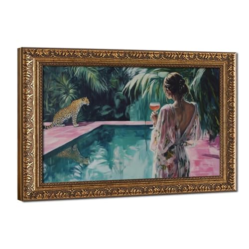 Poster léopard sur toile premium, impression d'art The Pool 50x75