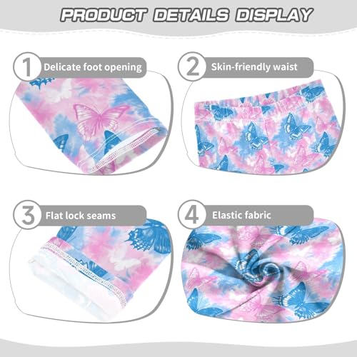 Girls Leggings Soft Toddler Ankle Length Bottoms Tie Dye Butterfly Kids Dance Yoga Pants 4-10 Years3