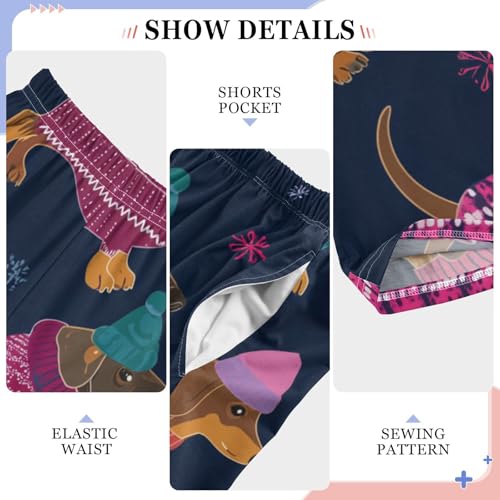 ZZXXB Dachshund Winter Snows Boys Long Pants Soft Trousers Elastic Waist Kids Lounge Bottoms with Pockets S-XL4