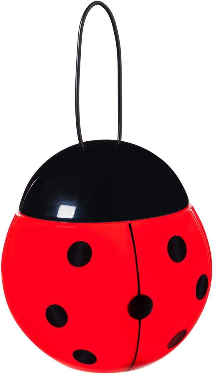 Evergreen Garden Beautiful Summer White and Yellow Ladybug Solar Lantern - 4 x 4 x 5 Inches Fade and Weather Resistant Outdoor Decoration for Homes, Yards and Gardens