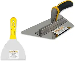 Espátula 12.7cm + Desempenadeira Trapézio 23,5X13CM Flexível Evolution Cimento Queimado Massa Corrida Acabamento Profissional Kit