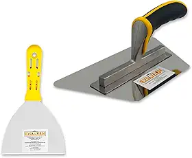 Espátula 12.7cm + Desempenadeira Trapézio 23,5X13CM Flexível Evolution Cimento Queimado Massa Corrida Acabamento Profissional Kit
