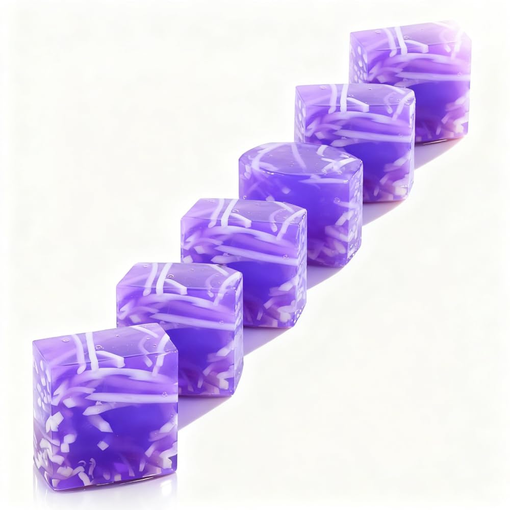 Lavender Handmade Soap with Creamy Texture Design 3 53 oz Pack of 6-3-in-1 Body Hand and Face Cleanser