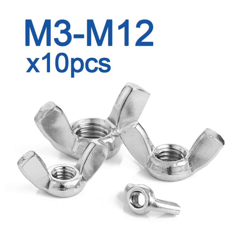 Nakrętki motylkowe ze stali nierdzewnej, nakrętki motylkowe stalowe lub ocynkowane M3-M12, opakowanie 10 sztuk(Stainless,M10)