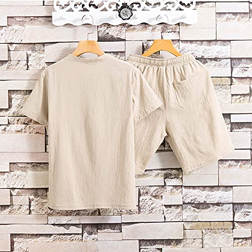 Vêtements d'été pour hommes t-shirt manches courtes short lin léger uni