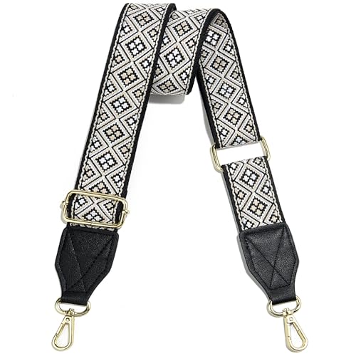 Image of Purse Strap,1.5 inch Leather End Shoulder Strap Adjustable Replacement,Retro Multi-Pattern Crossbody Bag Straps