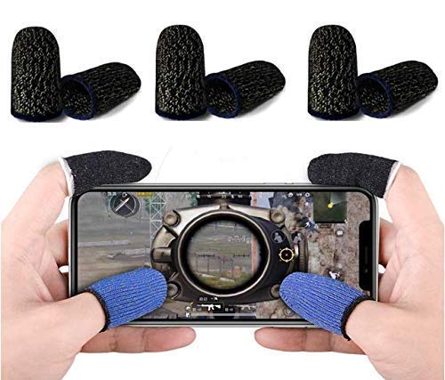 BLICS 6 PCS Sleep-Proof Sweat-Proof Professional Ector Gaming Controller Touch Screen Thumbs Finger Sleeve Non-Scratch Sleeve Sensitive for Pubg Mobile Phone Game Gaming Gloves (3 Pair)