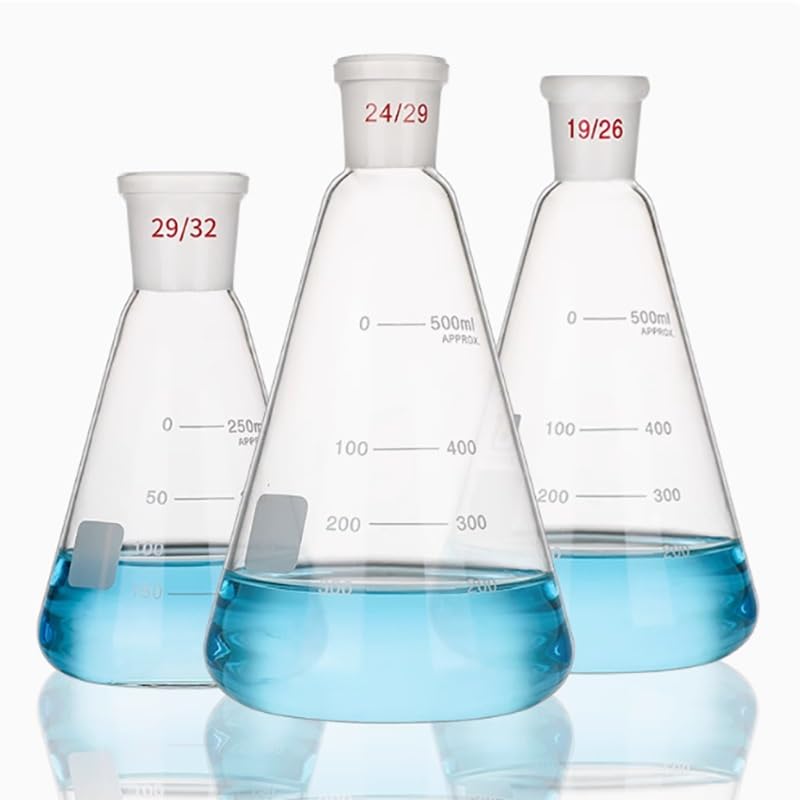 Matraz cónico triangular de vidrio de con marcas - Disponible en tamaños de 100 ml a 3000 ml | 1000ml Mouth 24