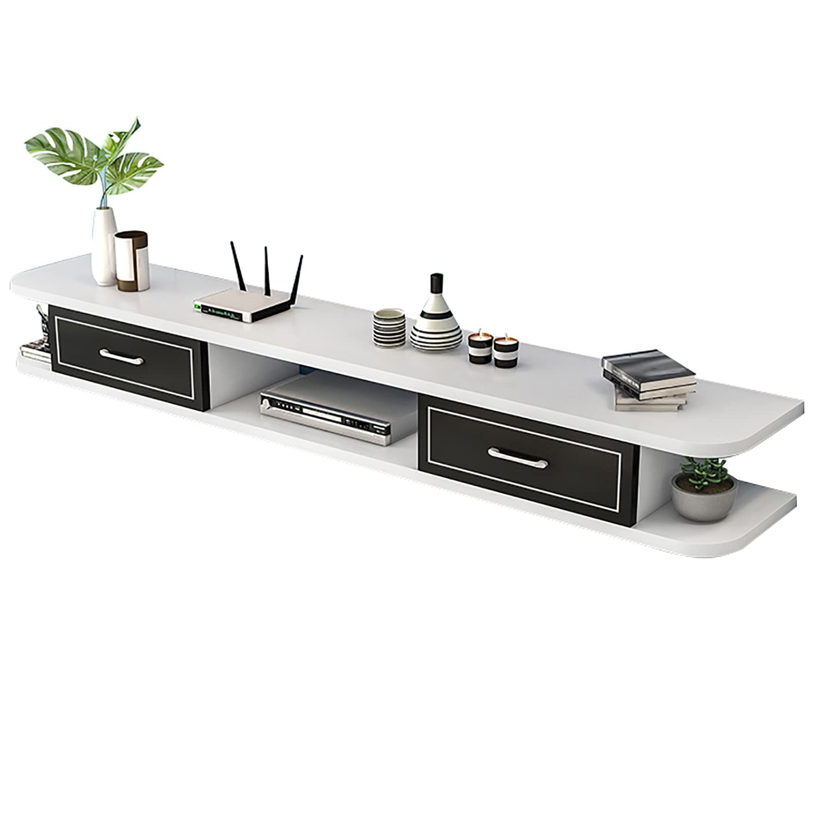 Supporto per TV galleggiante da parete, per console per videogiochi e decoder via cavo, in legno, 150 x 24 x 20 cm, unità Sto