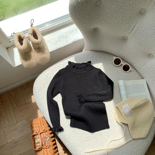 Girls Big Kids Warm Sweater Knitted Pullover Solid Long Sleeve2